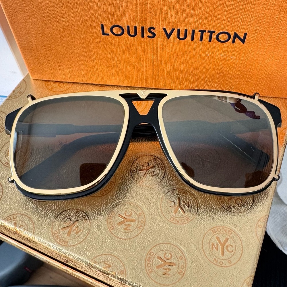 Louis Vuitton Black and Gold Sunglasses